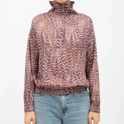 Hot Blouse col montant imprimé zebra Femme Femme Haut, Chemise