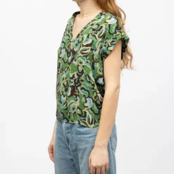 Discount Blouse col v imprimé fleurs Femme Femme Haut, Chemise