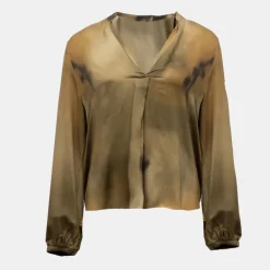 Sale Blouse col v imprimé manches longues Femme Femme Haut, Chemise