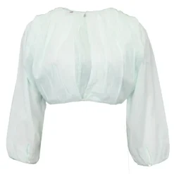 New Blouse crop manches longues hita vert d'eau Femme Femme Haut, Chemise