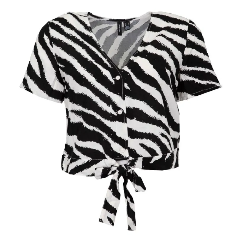 Clearance Blouse décolleté v à nouer imprimé zèbre Femme Femme Haut, Chemise