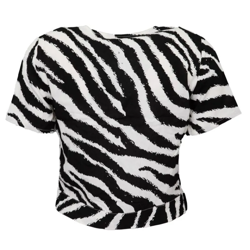 Clearance Blouse décolleté v à nouer imprimé zèbre Femme Femme Haut, Chemise