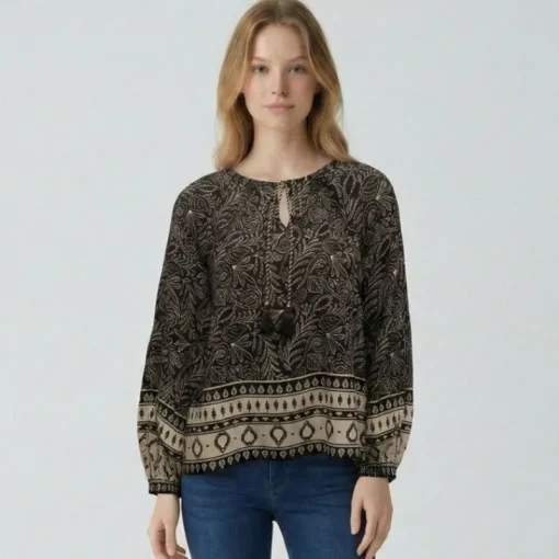 Best Blouse dune à nouer imprimé fleurs Femme Femme Haut, Chemise