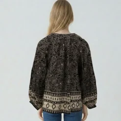 Best Blouse dune à nouer imprimé fleurs Femme Femme Haut, Chemise