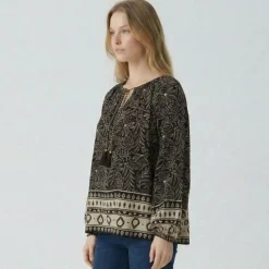 Best Blouse dune à nouer imprimé fleurs Femme Femme Haut, Chemise