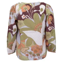 Discount Blouse en coton à fleurs bahia manches longues à nouer Femme Femme Haut, Chemise