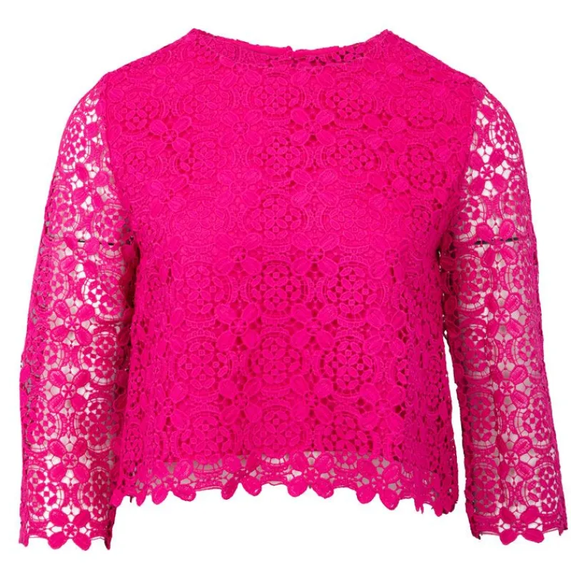 Online Blouse fuchsia à dentelle Bleya Femme Femme Haut, Chemise