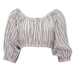 Discount Blouse juliette à rayures épaules dénudées coton Femme Femme Haut, Chemise