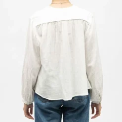 Outlet Blouse légère blanche berlia col V Femme Femme Haut, Chemise