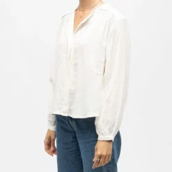 Outlet Blouse légère blanche berlia col V Femme Femme Haut, Chemise
