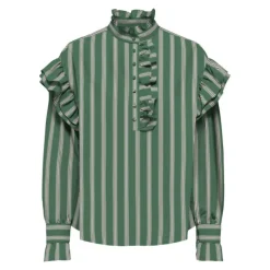 Discount Blouse malou imprimé à rayures épaules à volants Femme Femme Haut, Chemise