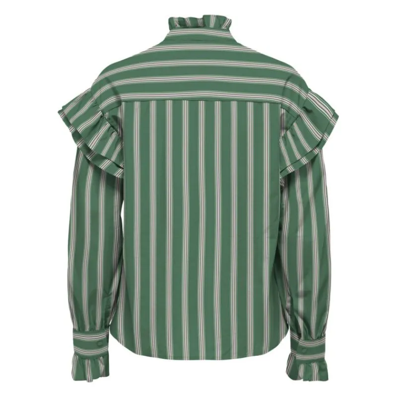 Discount Blouse malou imprimé à rayures épaules à volants Femme Femme Haut, Chemise