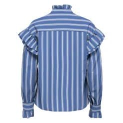 Blouse malou imprimé à rayures épaules à volants Femme Femme Haut, Chemise