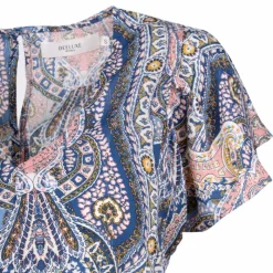 Hot Blouse manches à volants motif cachemire col v Femme Femme Haut, Chemise