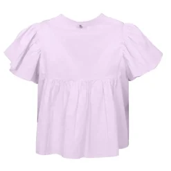 Discount Blouse manches courtes à volants hita col fermé avec bouton Femme Femme Haut, Chemise