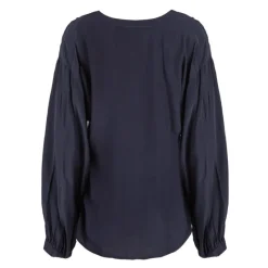 Outlet Blouse manches longues fluide Femme bleu foncé Femme Haut, Chemise