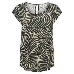 Sale Blouse nova col rond imprimé feuilles fermeture à bouton Femme Femme Haut, Chemise