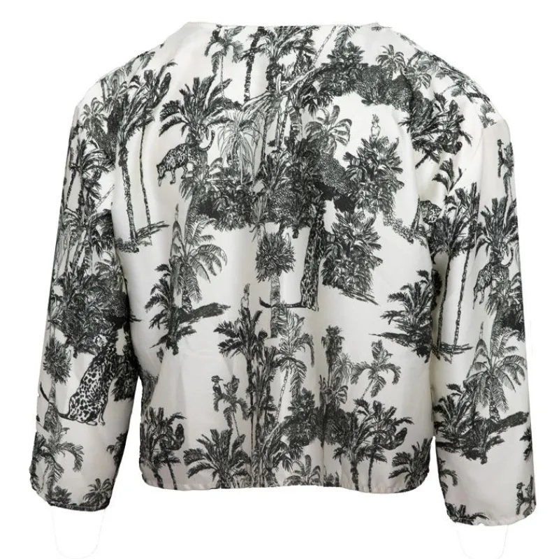 Clearance Blouse orli imprimé palmier effet satiné Femme Femme Haut, Chemise