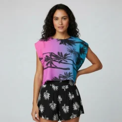 Online Blouse ovy imprimé tropical Femme Femme Haut, Chemise|Tee Shirt