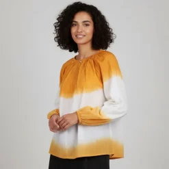 Best Blouse tie and dye 100% coton nicolira caramel Femme Femme Haut, Chemise