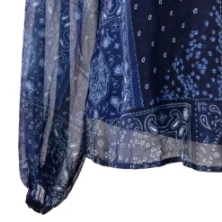 Best Blouse transparente fond débardeur imprimé bleu Femme Femme Haut, Chemise