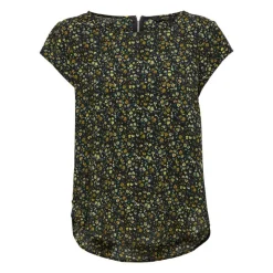 Hot Blouse vic vert foncé à fleurs jaunes Femme Femme Haut, Chemise