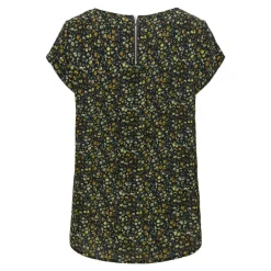 Hot Blouse vic vert foncé à fleurs jaunes Femme Femme Haut, Chemise