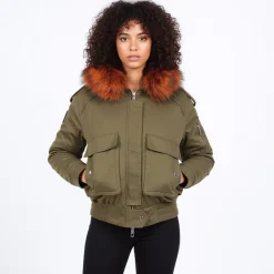 Outlet Blouson à capuche fourrure noir Femme Femme Veste, Doudoune, Manteau