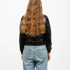 Hot Bomber à séquins amanda black Femme Femme Veste, Doudoune, Manteau
