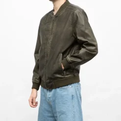 Hot Bomber garet similicuir effet usé Homme Homme Veste, Doudoune, Manteau