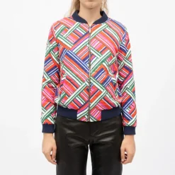 Discount Bomber vicky zippé imprimé graphique Femme Femme Veste, Doudoune, Manteau