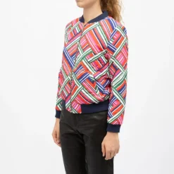 Discount Bomber vicky zippé imprimé graphique Femme Femme Veste, Doudoune, Manteau