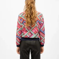 Discount Bomber vicky zippé imprimé graphique Femme Femme Veste, Doudoune, Manteau
