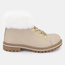 Sale Boots cuir grainé avec fausse fourrure Femme Femme Boots, Bottines