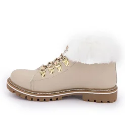 Sale Boots cuir grainé avec fausse fourrure Femme Femme Boots, Bottines