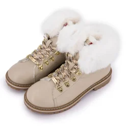 Sale Boots cuir grainé avec fausse fourrure Femme Femme Boots, Bottines