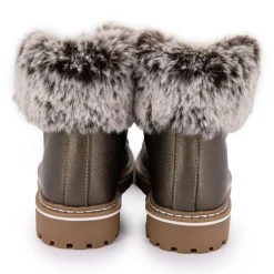 Online Boots cuir grainé avec fausse fourrure Femme Femme Boots, Bottines