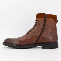 Hot Bottines à lacets cognac avec zip Homme Homme Boots, Bottines