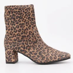 Clearance Bottines à talons motif léopard stretch zippée Femme Femme Boots, Bottines