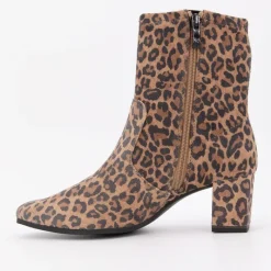 Clearance Bottines à talons motif léopard stretch zippée Femme Femme Boots, Bottines