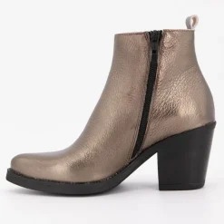 Discount Bottines à talons noirs cuir imprimé serpent platine Femme Femme Boots, Bottines