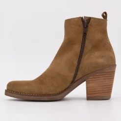 Bottines camel cuir à talons couleur unie Femme Femme Boots, Bottines