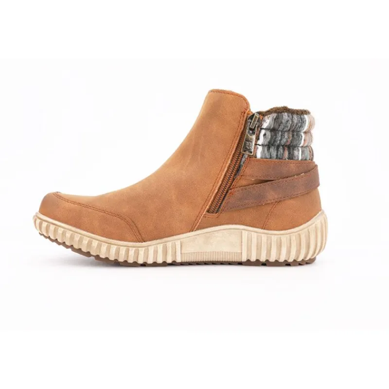 Bottines camel semelle beige avec details laine Femme Femme Boots, Bottines