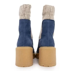 Outlet Bottines chaussettes en cuir effet daim Femme Femme Boots, Bottines