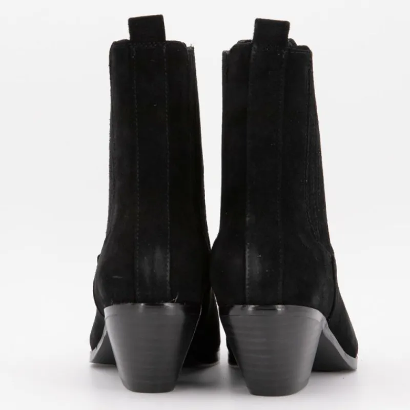 Bottines cuir à talons carrés daim Femme Femme Boots, Bottines