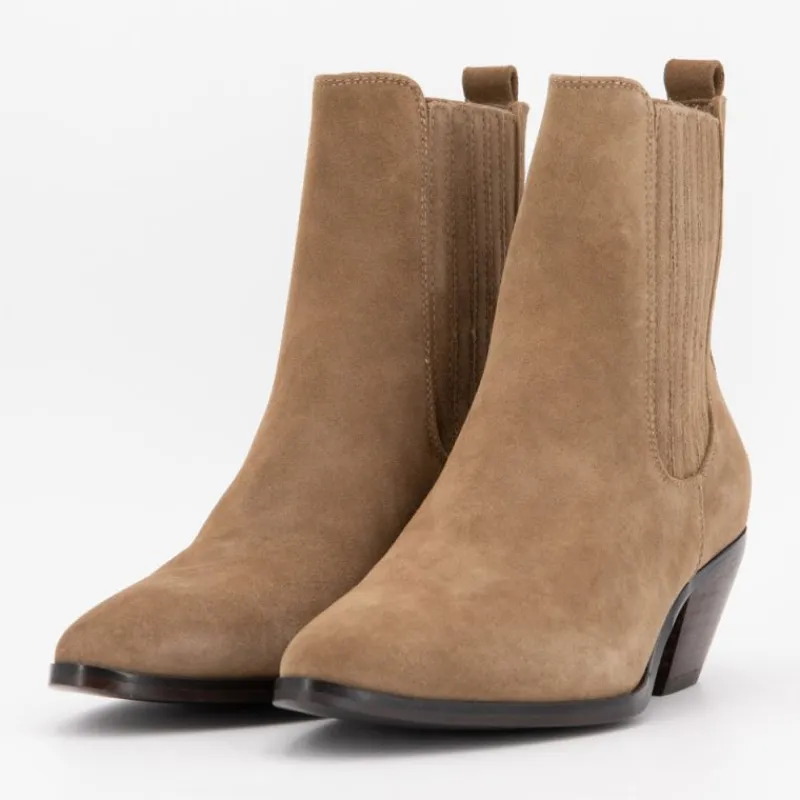 Sale Bottines cuir à talons carrés daim Femme Femme Boots, Bottines