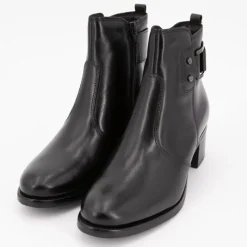 Sale Bottines cuir Iris talons carré avec boucle argentée Femme Femme Boots, Bottines