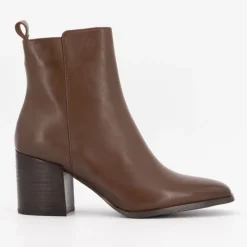Clearance Bottines cuir lisse à talons carrés Femme Femme Boots, Bottines