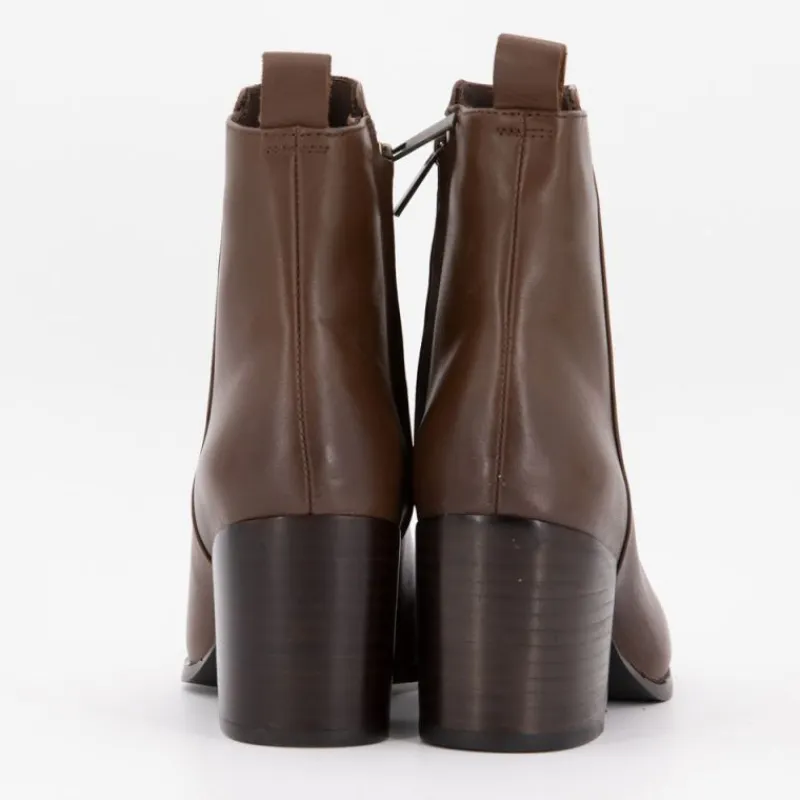 Clearance Bottines cuir lisse à talons carrés Femme Femme Boots, Bottines
