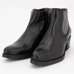 Best Bottines cuir lisse avec empiècement métalissé Femme Femme Boots, Bottines